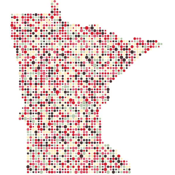 Minnesota Silueti Pikselli Desen Haritası Çizimi — Stok Vektör