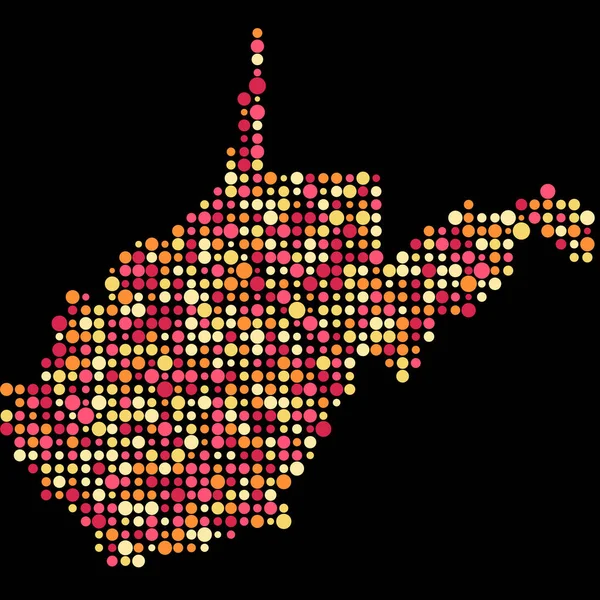 West Virginia Silhouette Pixelated Mönster Karta Illustration — Stock vektor