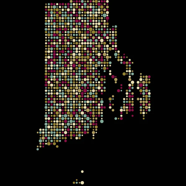 Rhode Island Silhouette Pixelated Minta Térkép Illusztráció — Stock Vector