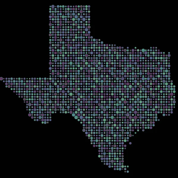 Texas Silueti Pikselli Desen Haritası Çizimi — Stok Vektör