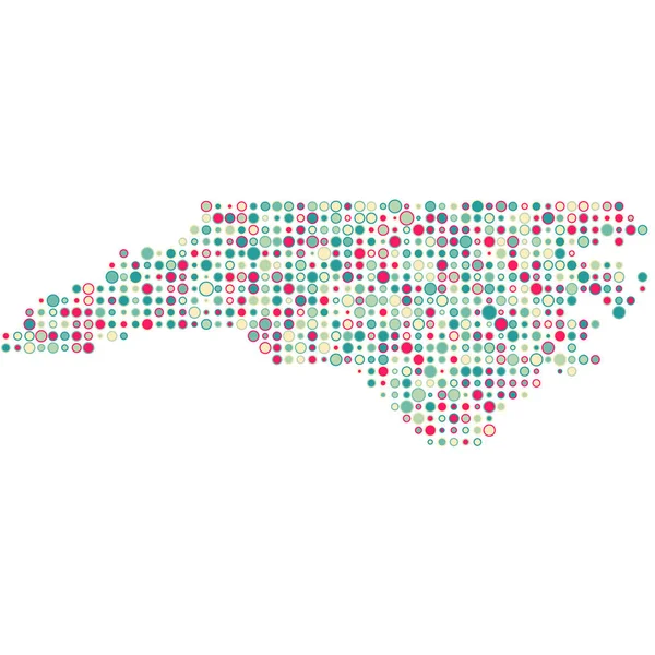 North Carolina Silhouette Verpixeltes Muster Kartenillustration — Stockvektor