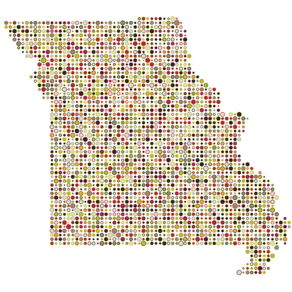 Missouri Silueti Pikselli Desen Haritası Çizimi — Stok Vektör