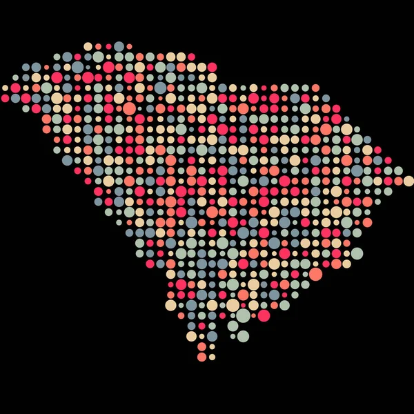 South Carolina Silhouette Pixelado Ilustração Mapa Padrão — Vetor de Stock