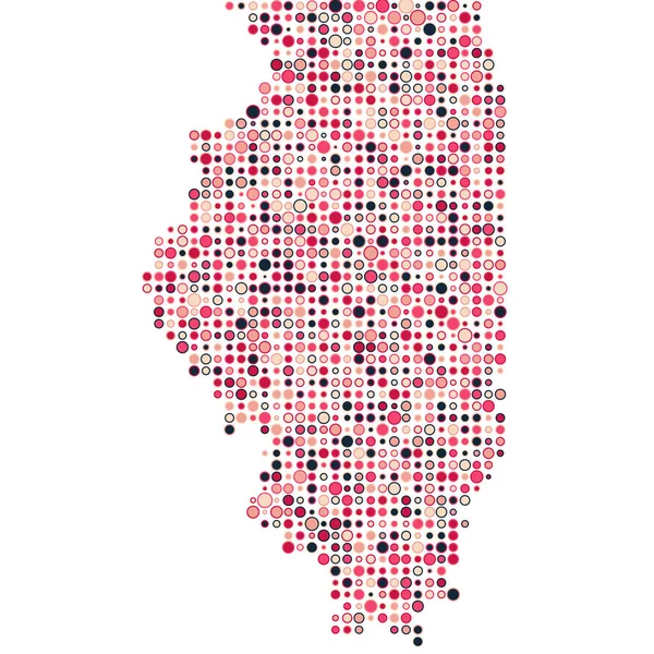 Illinois Silueti Pikselli Desen Haritası Çizimi — Stok Vektör
