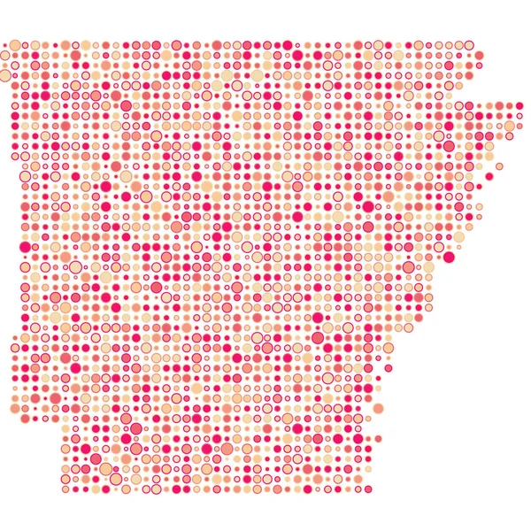 Arkansas Silueti Pikselli Desen Haritası Çizimi — Stok Vektör