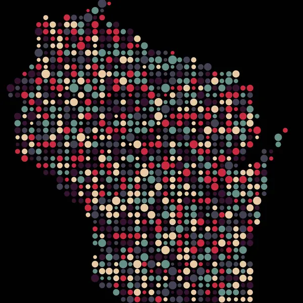 Wisconsin Silueti Pikselli Desen Haritası Çizimi — Stok Vektör