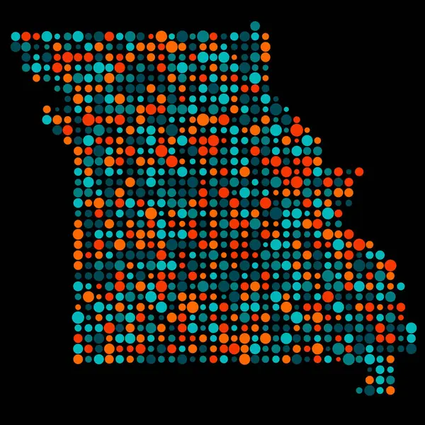 Missouri Silhouette Ilustración Mapa Patrón Pixelado — Archivo Imágenes Vectoriales