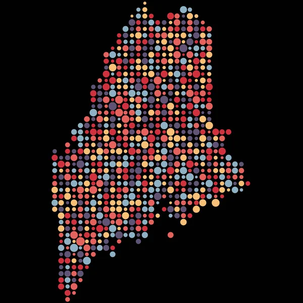 Maine Silhouette Illustration Carte Motif Pixellisé — Image vectorielle