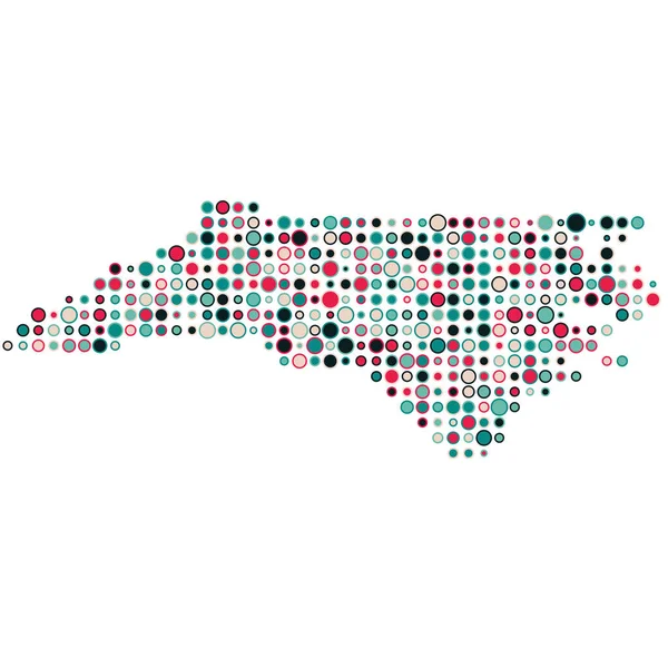 North Carolina Silhouette Pixelated Modello Mappa Illustrazione — Vettoriale Stock