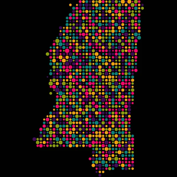Mississippi Silhuett Pixelated Mönster Karta Illustration — Stock vektor