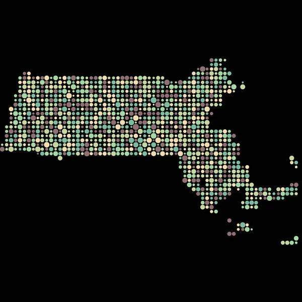 Massachusetts Silhouette Verpixeltes Kartenmuster — Stockvektor