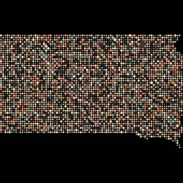 South Dakota Silhouette Pixelated Pattern Map Illustration — Stock Vector