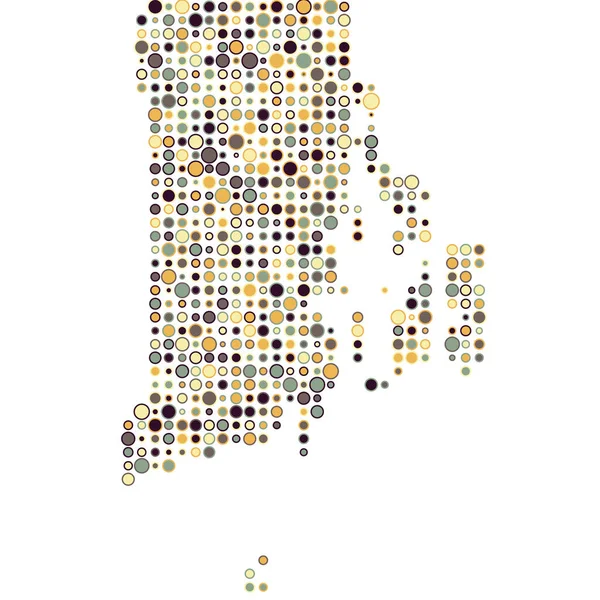 Rhode Island Silueti Pikselli Desen Haritası Çizimi — Stok Vektör
