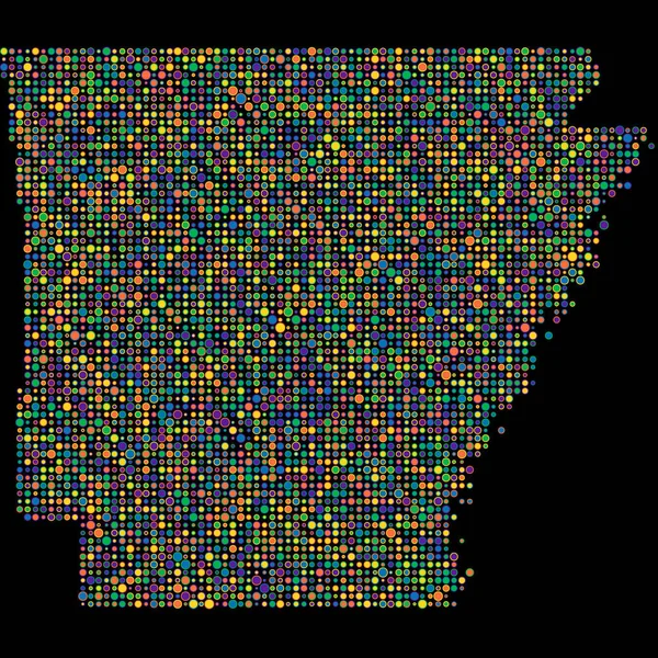 Arkansas Silueti Pikselli Desen Haritası Çizimi — Stok Vektör