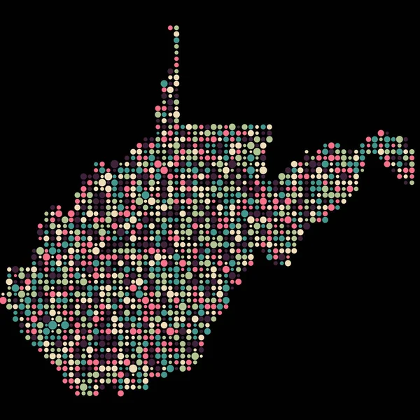 West Virginia Silhouette Verpixeltes Muster Kartenillustration — Stockvektor