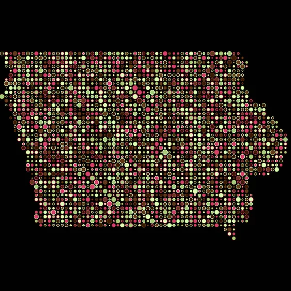 Iowa Silueti Pikselli Desen Haritası Çizimi — Stok Vektör