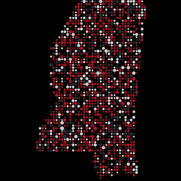 Mississippi Silüeti Pikselleştirilmiş Desen Haritası Çizimi — Stok Vektör