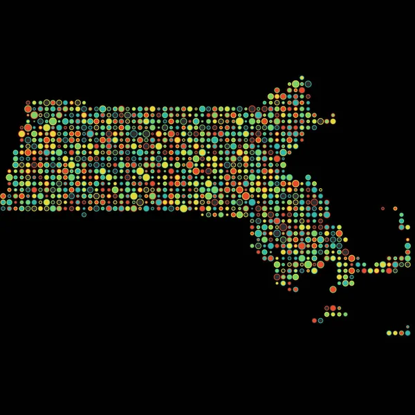 Massachusetts Silhouette Pixelado Ilustração Mapa Padrão — Vetor de Stock