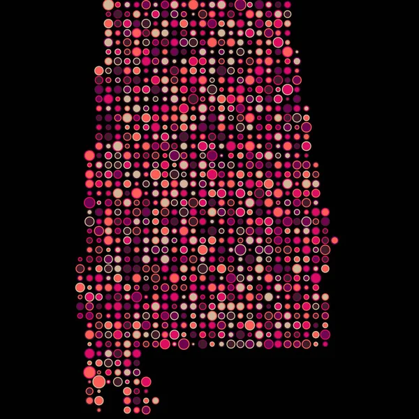 Alabama Silhouette Pixelated Minta Térkép Illusztráció — Stock Vector