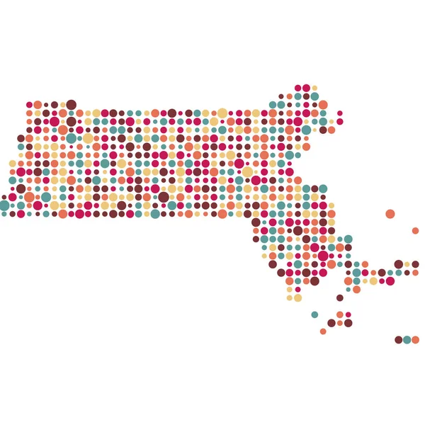 Massachusetts Silhouette Pixelado Ilustração Mapa Padrão — Vetor de Stock