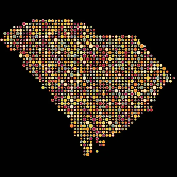 South Carolina Silhouette Pixelated Modello Mappa Illustrazione — Vettoriale Stock