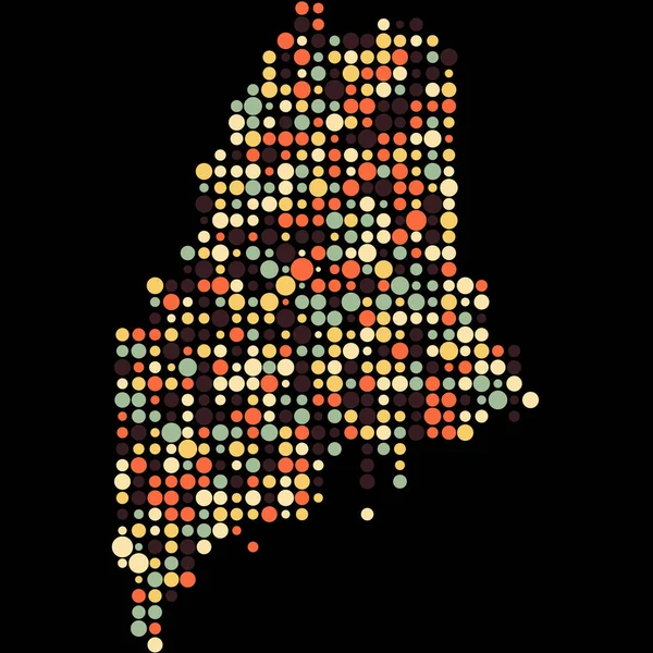 Maine Silhouette Pixelated Mönster Karta Illustration — Stock vektor