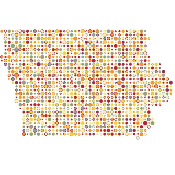 Iowa Silueti Pikselli Desen Haritası Çizimi — Stok Vektör