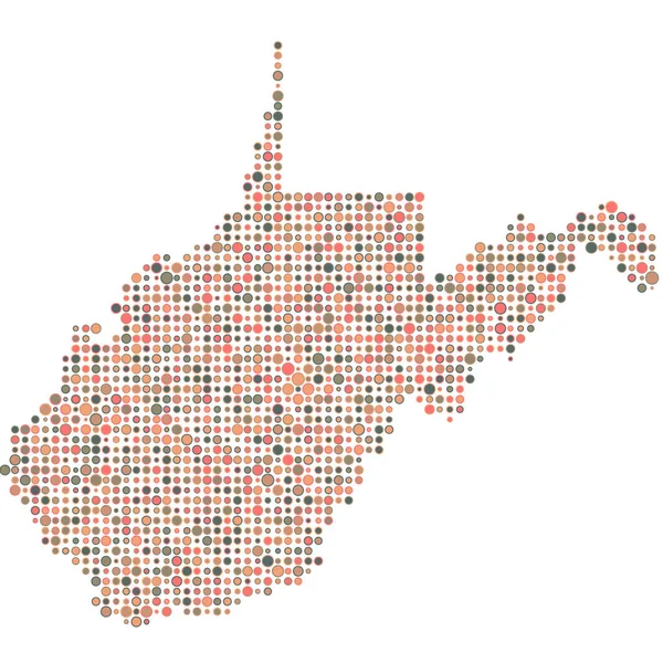 West Virginia Silhouette Pixelated Patrón Mapa Ilustración — Vector de stock