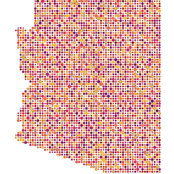 Arizona Silhouette Ilustración Mapa Patrón Pixelado — Vector de stock