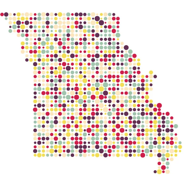 Missouri Silueti Pikselli Desen Haritası Çizimi — Stok Vektör