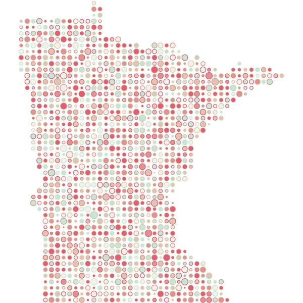 Minnesota Silueti Pikselli Desen Haritası Çizimi — Stok Vektör