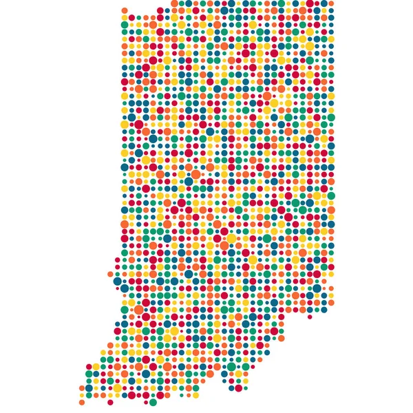 Indiana Silueti Pikselli Desen Haritası Çizimi — Stok Vektör