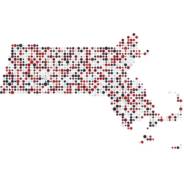 stock vector Massachusetts Silhouette Pixelated pattern map illustration