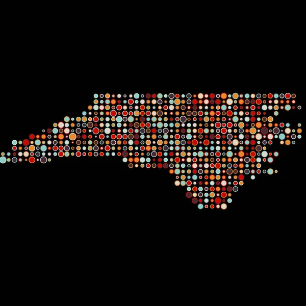 Северная Каролина Силуэт Пикселированная Карта Рисунка — стоковый вектор