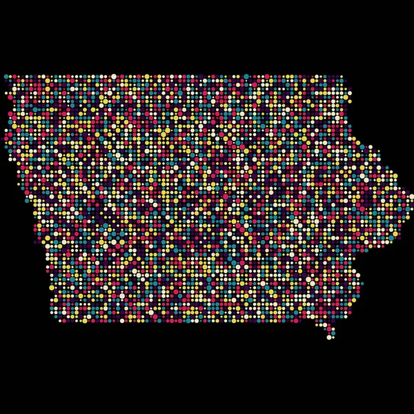Iowa Silhouette Pixelated Mönster Karta Illustration — Stock vektor
