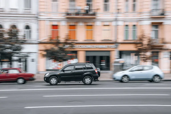 Ukraina Kijów Sierpnia 2021 Czarny Samochód Vortex Tingo Poruszający Się — Zdjęcie stockowe