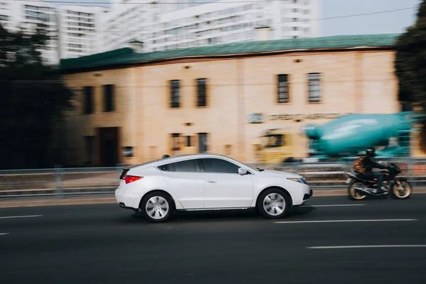 stock image Ukraine, Kyiv - 16 Jule 2021: White Acura ZDX car moving on the street. Editorial