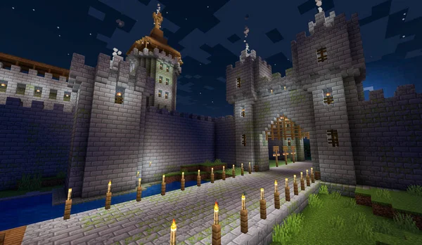 Jogo Minecraft Novembro 2023 Amostra Portas Castelo Simplesmente Medieval Minecraft — Fotografia de Stock