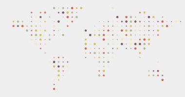 Renkli Noktalı Dünya Haritası Nefes Alma Canlandırması