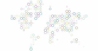 Renkli Noktalı Dünya Haritası Nefes Alma Canlandırması