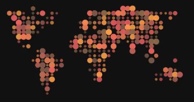 Renkli Noktalı Dünya Haritası Nefes Alma Canlandırması