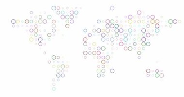Renkli Noktalı Dünya Haritası Nefes Alma Canlandırması