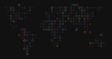 Renkli Noktalı Dünya Haritası Nefes Alma Canlandırması