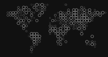 Renkli Noktalı Dünya Haritası Nefes Alma Canlandırması