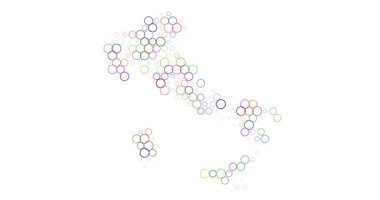 Renkli Noktalarla İtalya Haritası Canlandırması