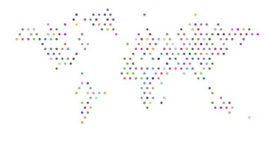 Renkli Noktalar Dünya Haritası Silueti