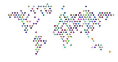 Animasyon Noktalı Minimalist Dünya Haritası