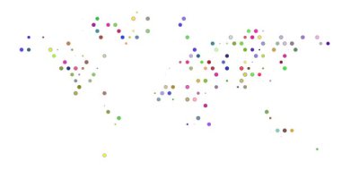 Renkli Noktalar Dünya Haritası Silueti