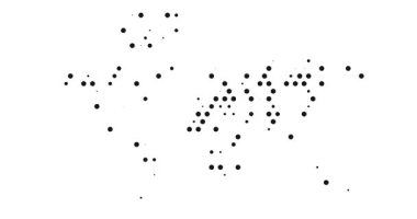 Renkli Noktalar Dünya Haritası Silueti