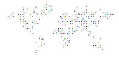 Renkli Noktalar Dünya Haritası Silueti